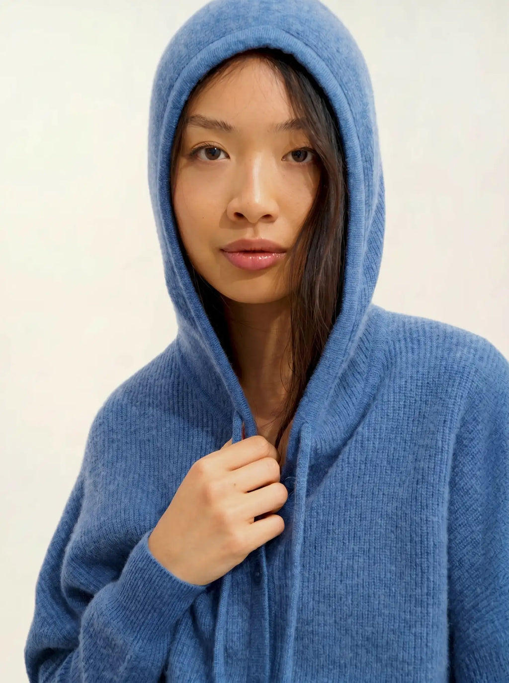 ELARA cardigan capuche bleu denim
