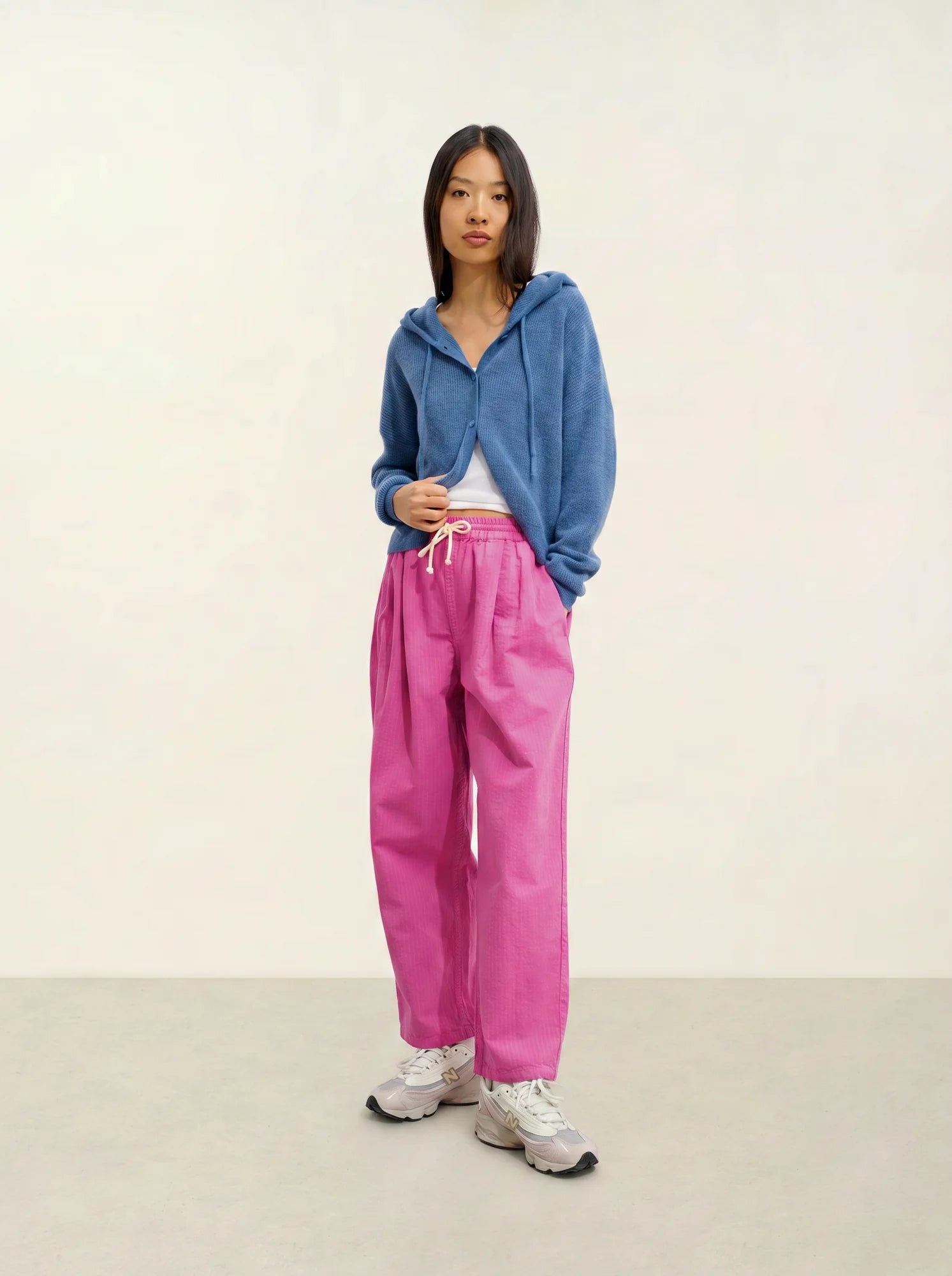 ELARA cardigan capuche bleu denim