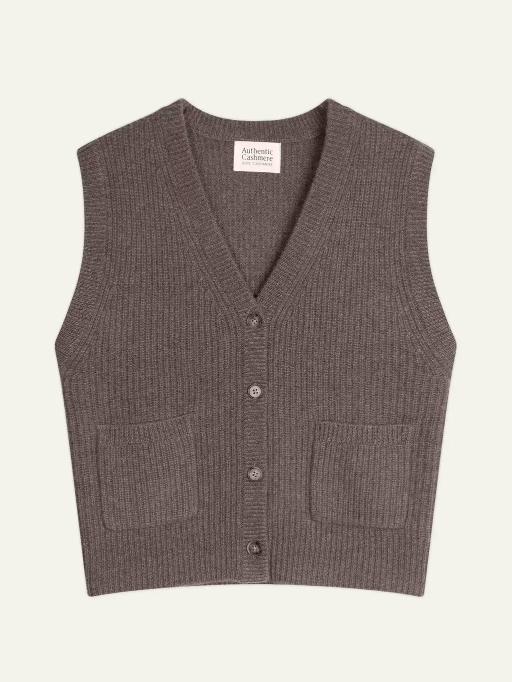 ROSAVIA cardigan col V sans manches 4 fils taupe chiné