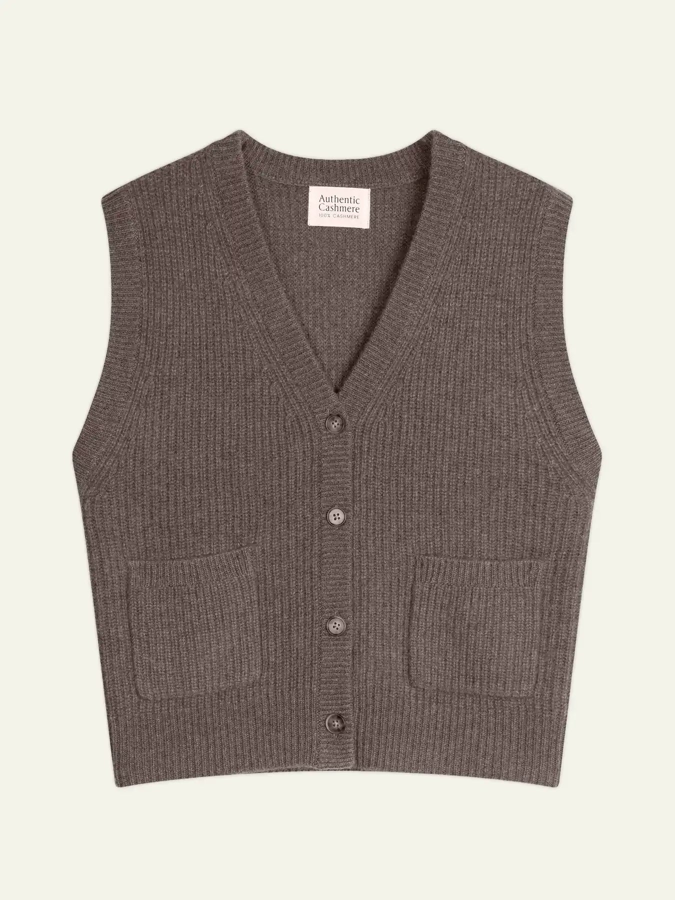 ROSAVIA cardigan col V sans manches 4 fils taupe chiné
