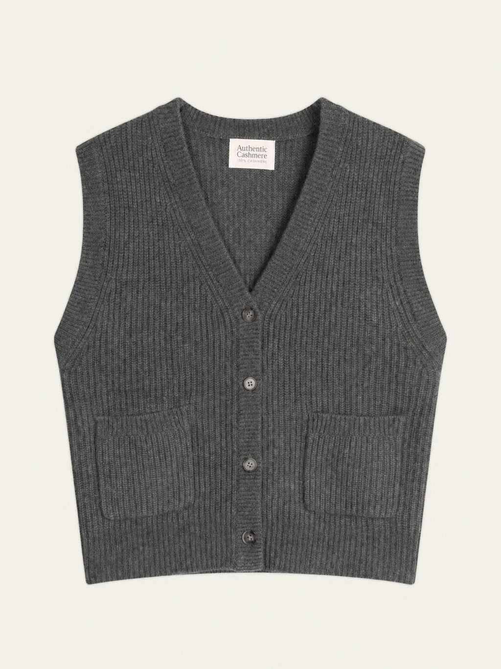 ROSAVIA cardigan col V sans manches 4 fils anthracite chiné
