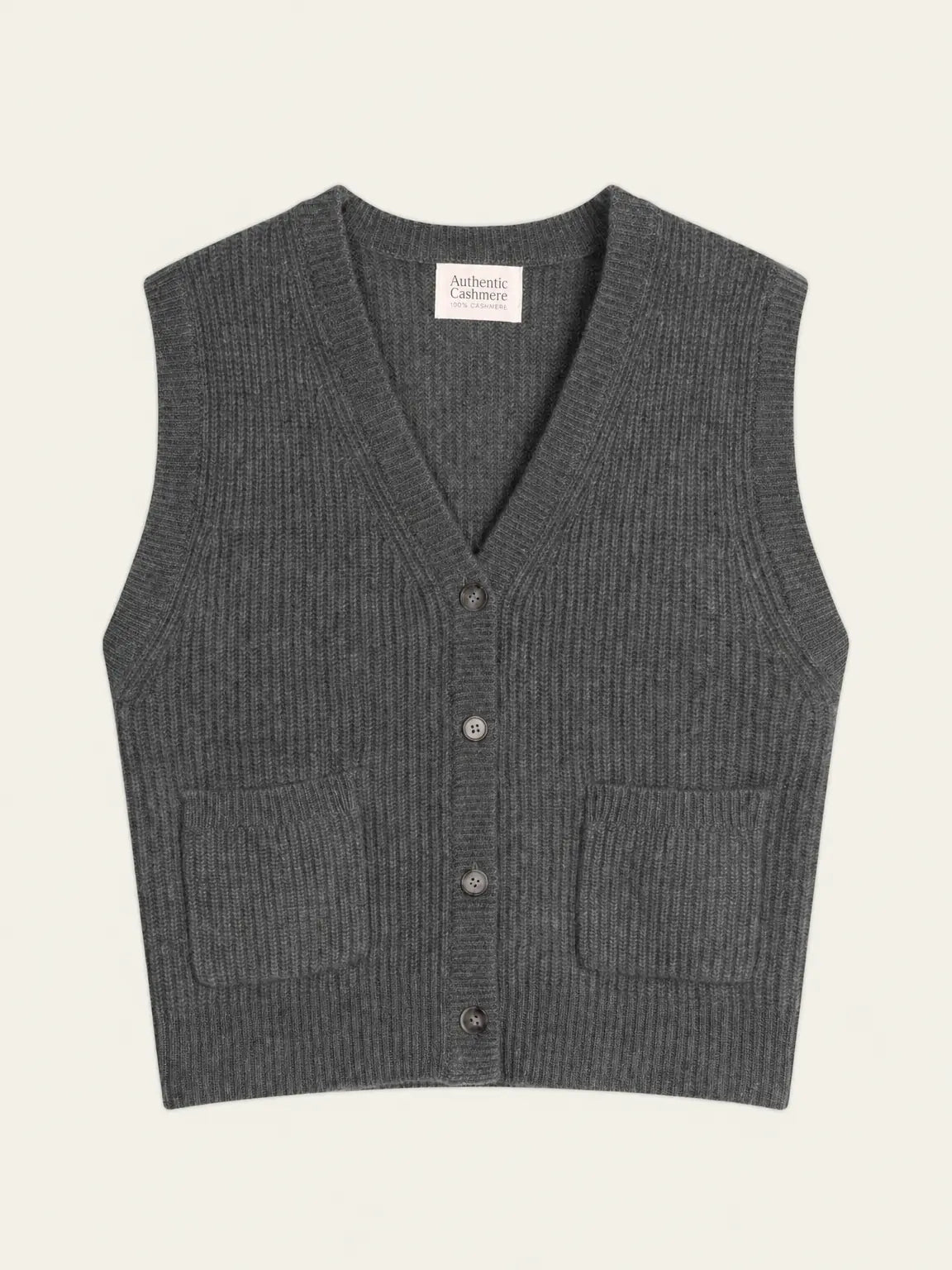 ROSAVIA cardigan col V sans manches 4 fils anthracite chiné