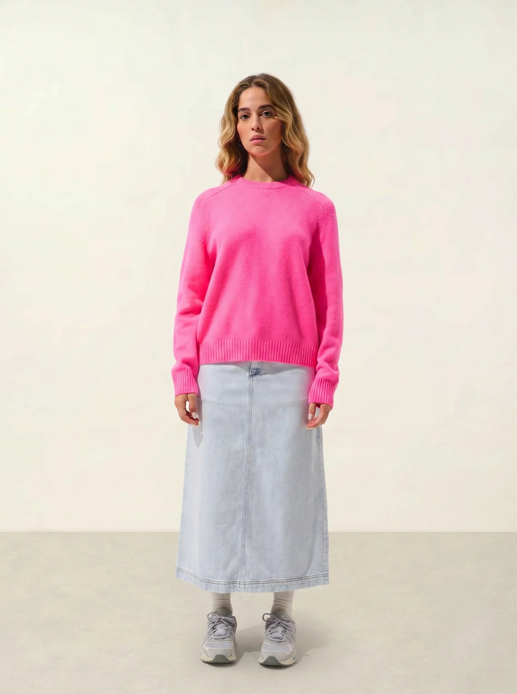 LORENA pullover rundhalsausschnitt 4-fädig rosa neon