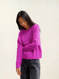 LORENA pullover rundhalsausschnitt 4-fädig violett neon
