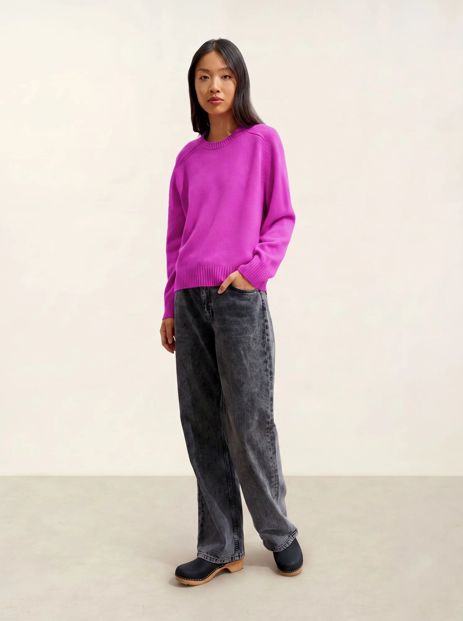 LORENA sweater crew neck 4 ply neon purple