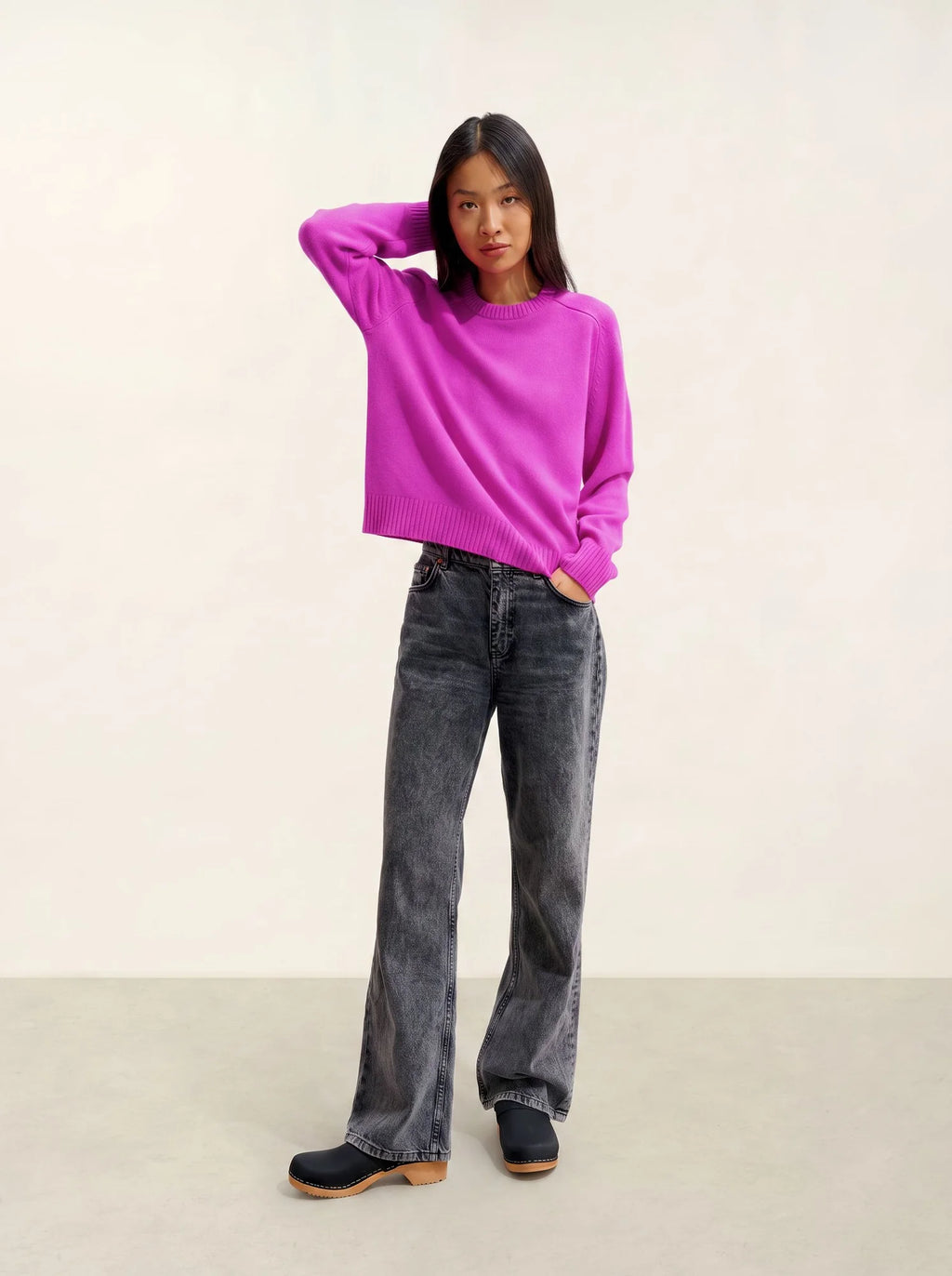 LORENA pullover rundhalsausschnitt 4-fädig violett neon