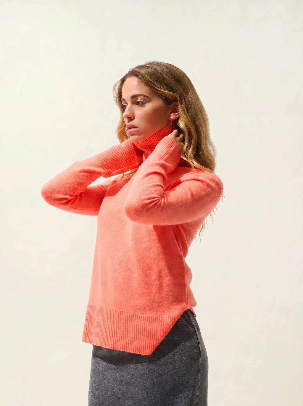 FORNET pull col roulé agrume