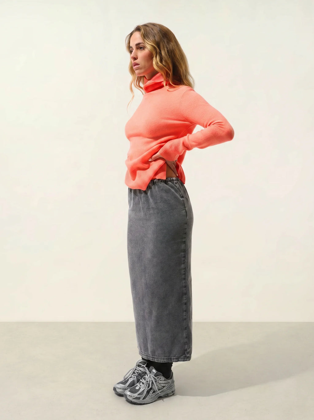 FORNET pull col roulé agrume
