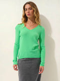 GALISE Pullover V-Ausschnitt Kaktusgrün