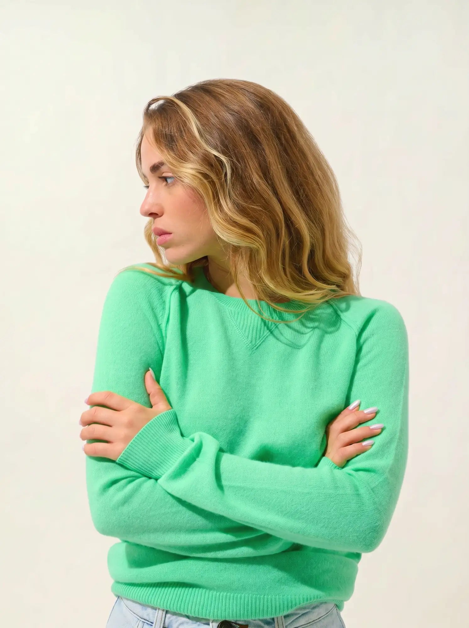 ETRET Pullover Rundhalsausschnitt Kaktusgrün