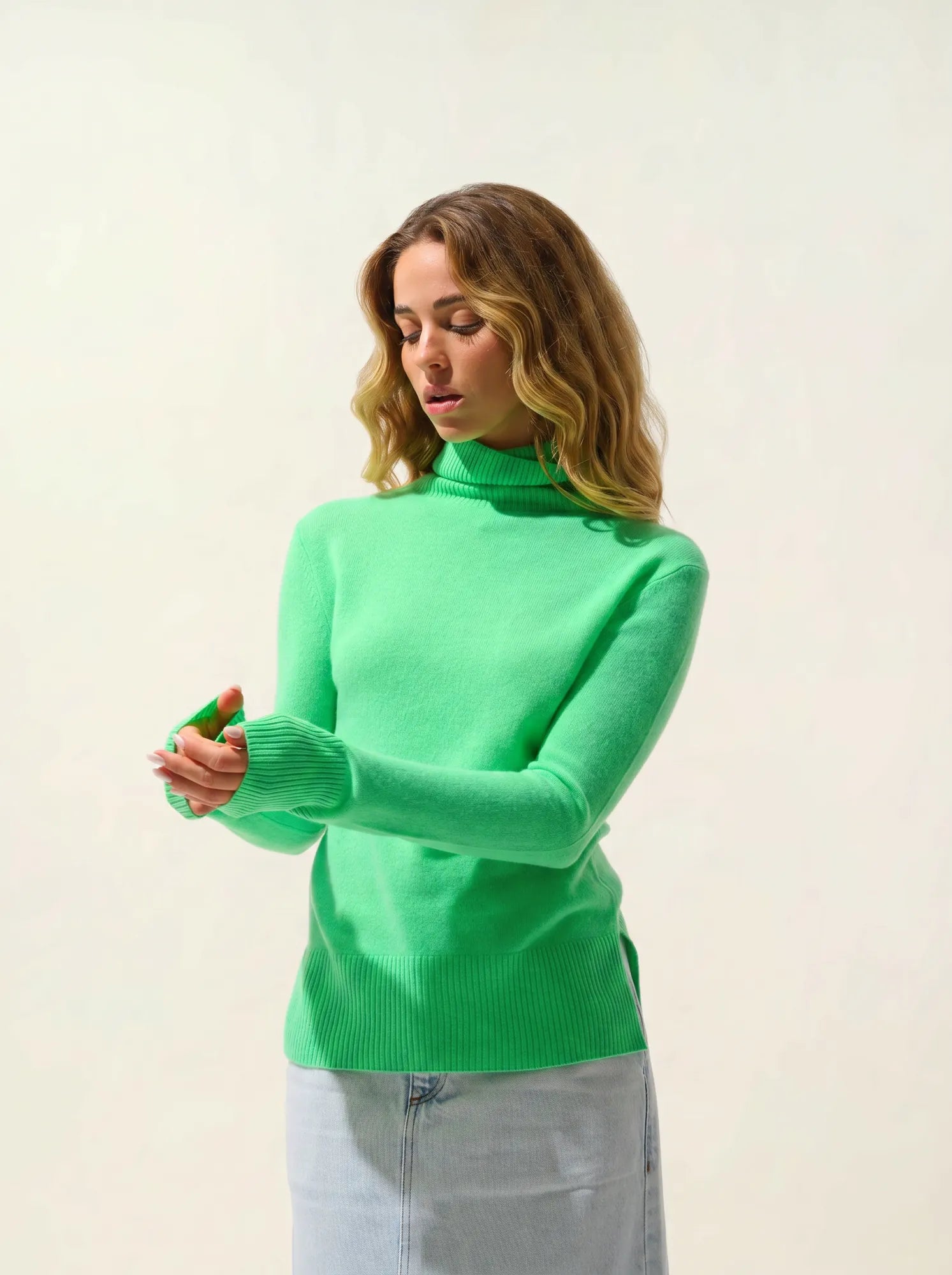 FORNET Pullover Rollkragen Kaktusgrün