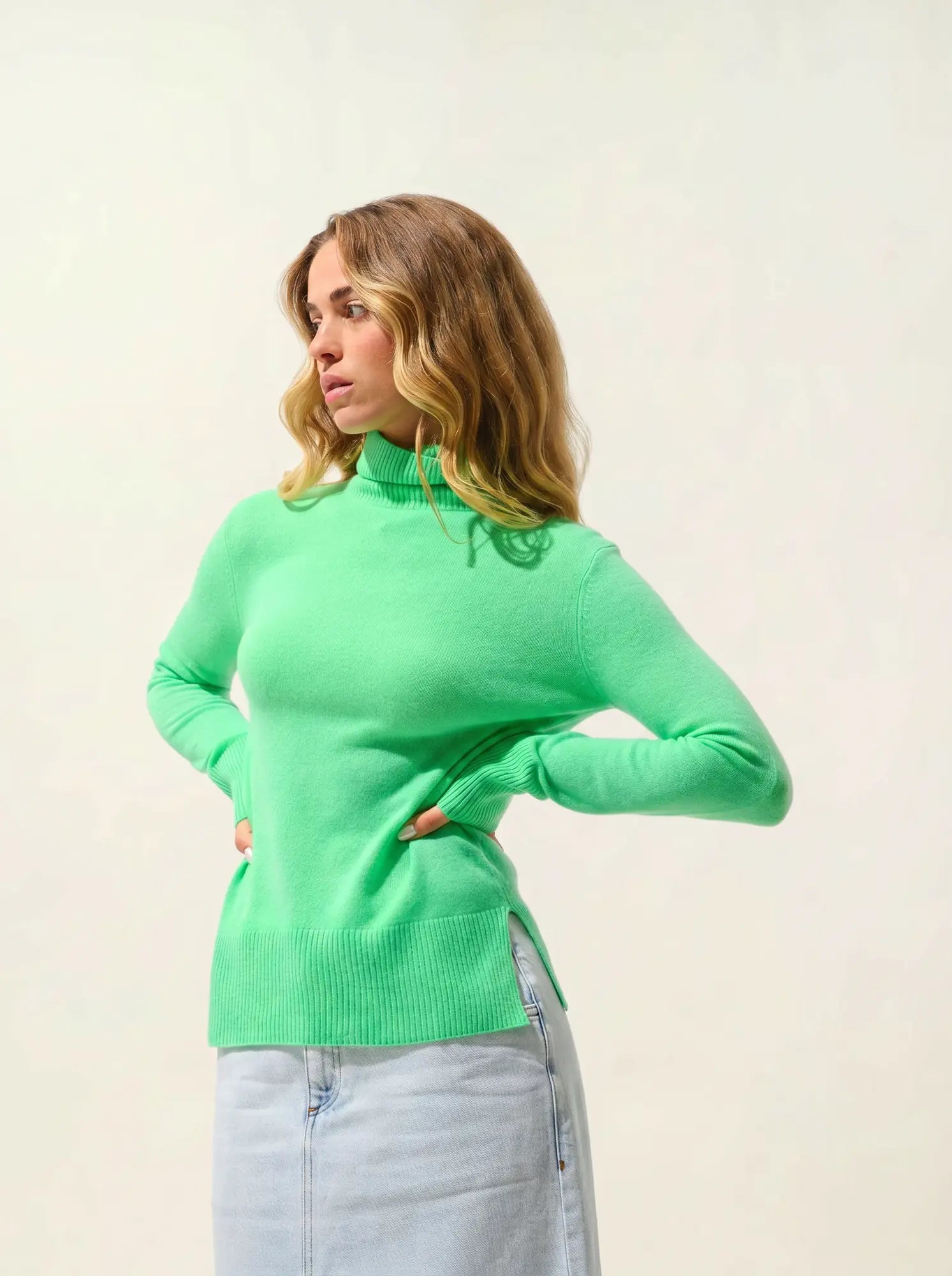 FORNET Pullover Rollkragen Kaktusgrün