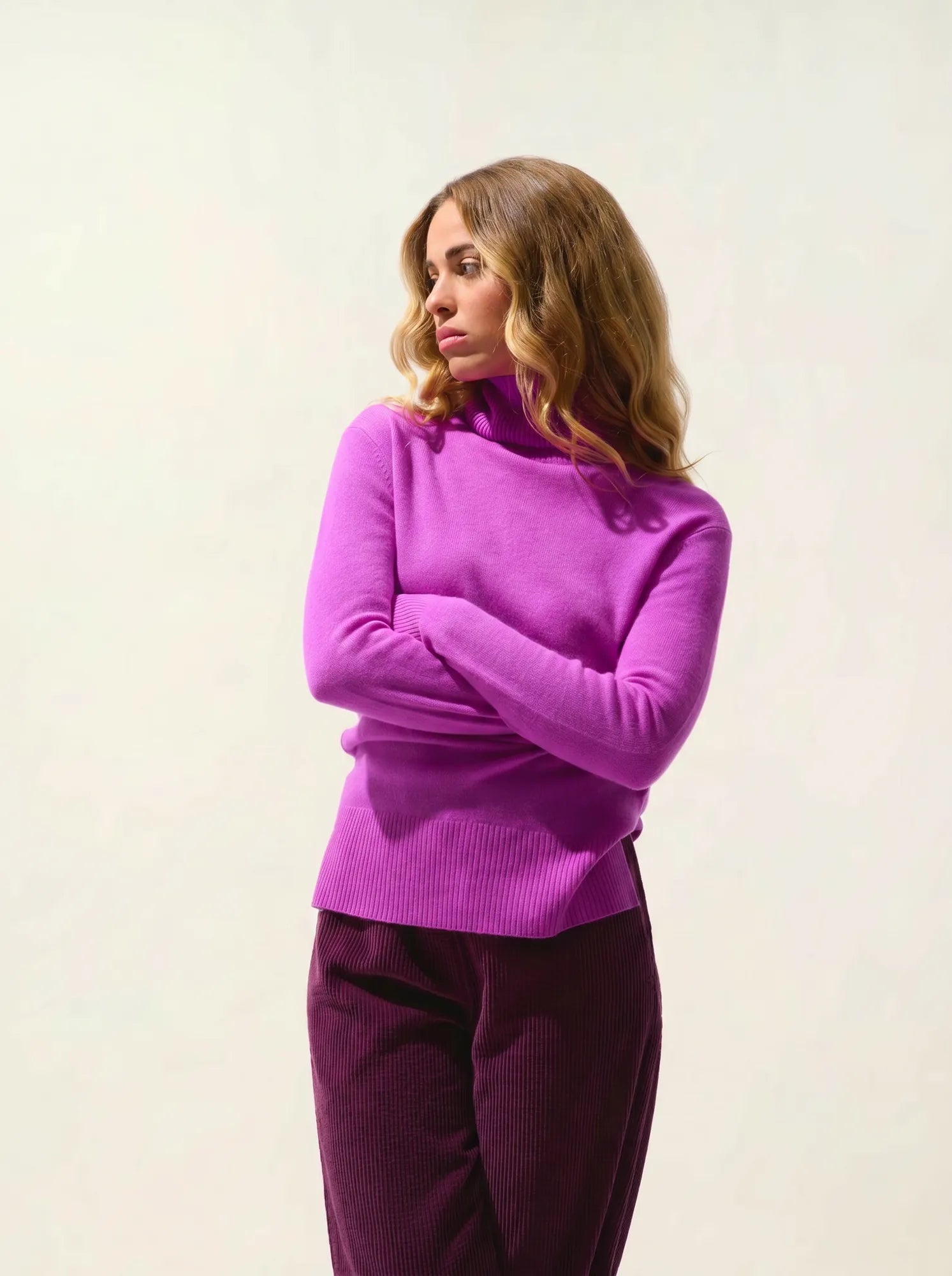 FORNET pull col roulé violet