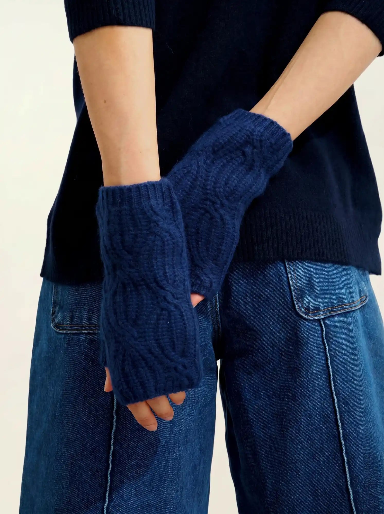 IRIS fingerlose handschuhe 6-fädig mitternacht