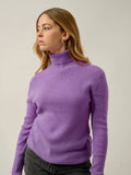 SUZIE pull col roulé parme