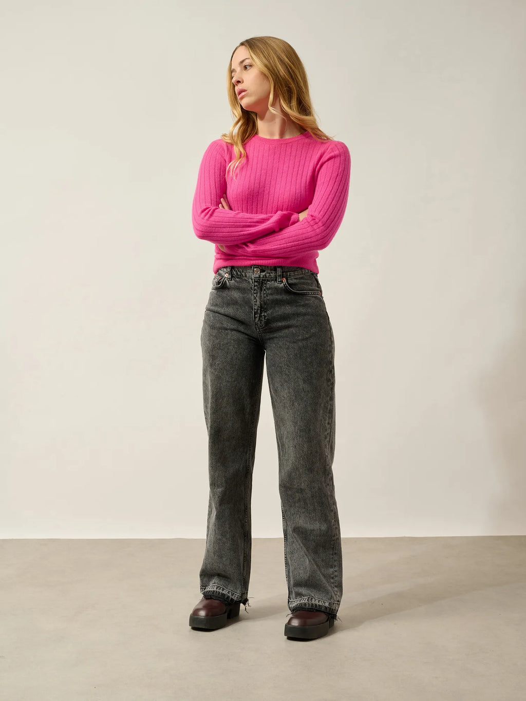 BELLA Pullover Rundhalsausschnitt Flamingorosa