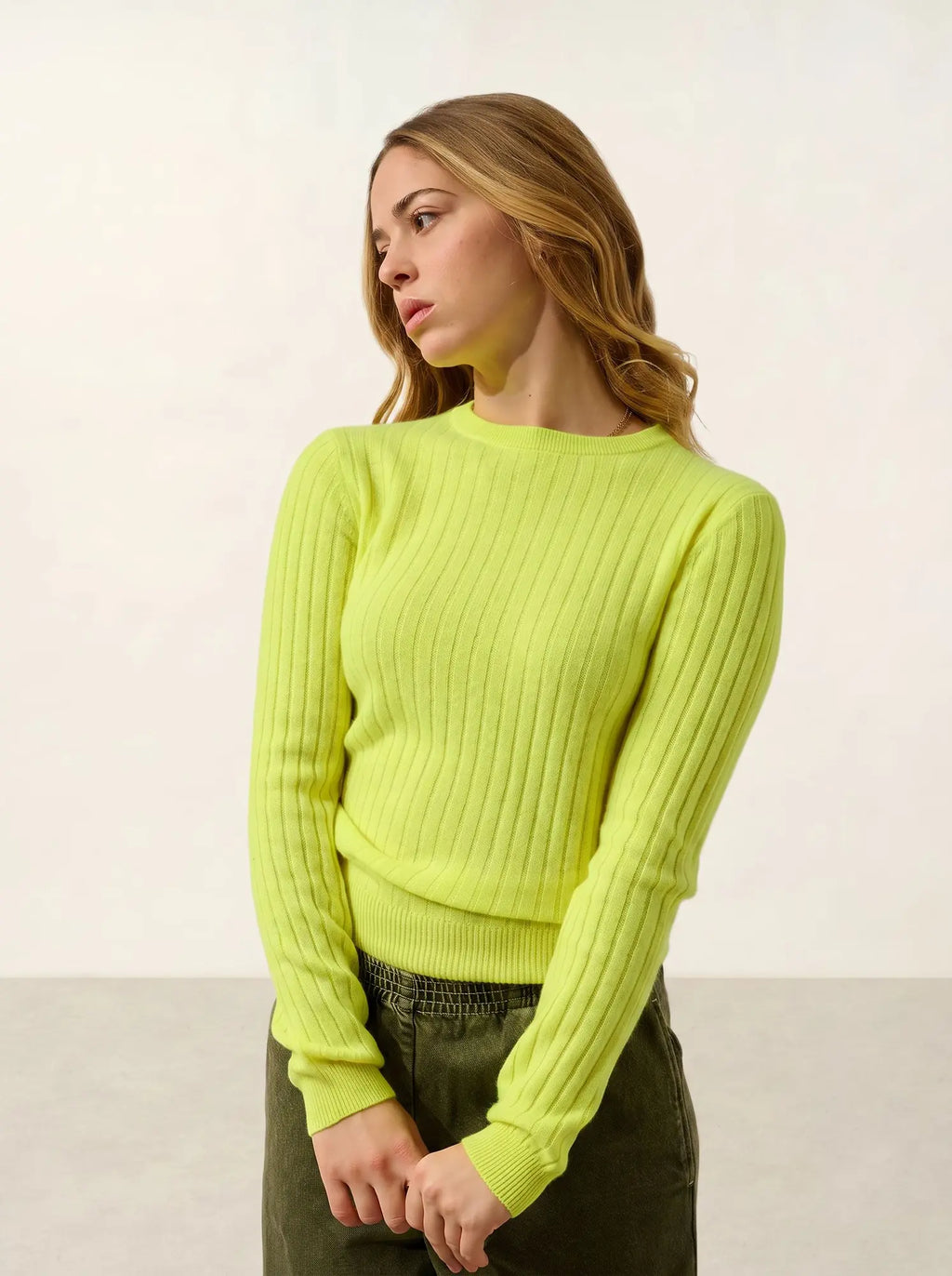 BELLA pullover rundhalsausschnitt gelb neon