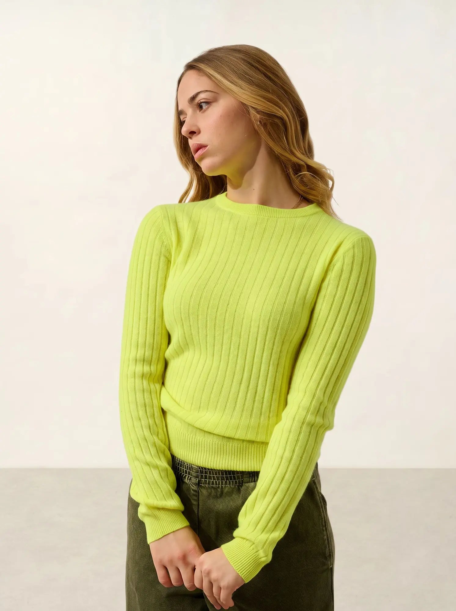 BELLA pullover rundhalsausschnitt gelb neon