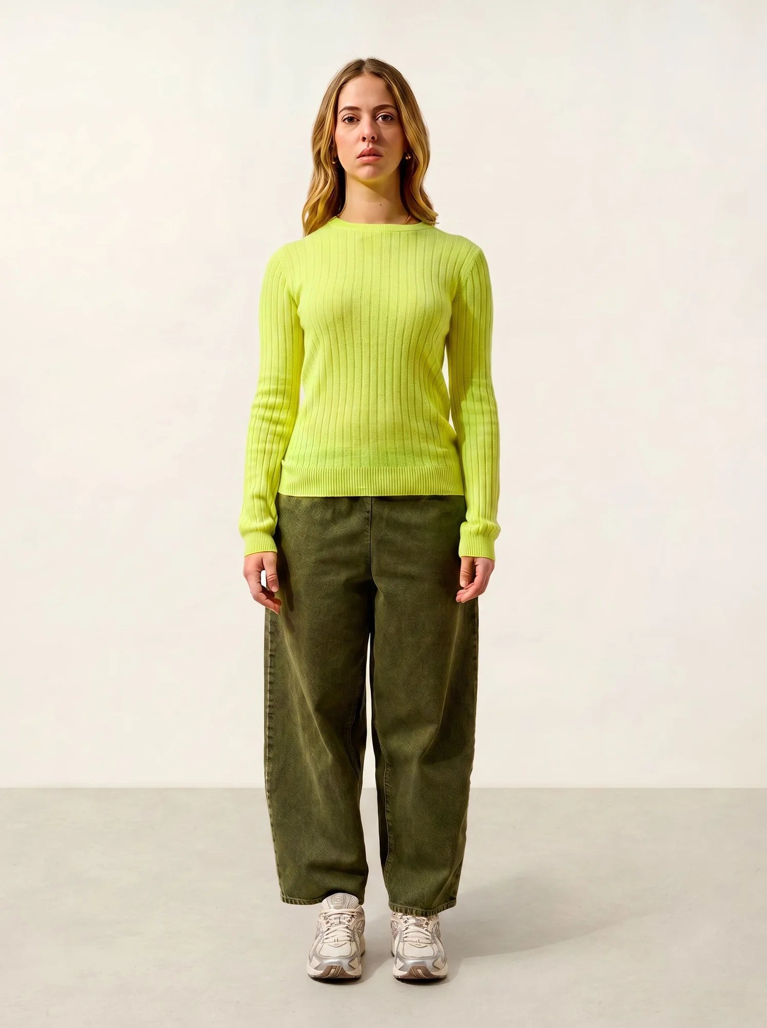 BELLA pullover rundhalsausschnitt gelb neon