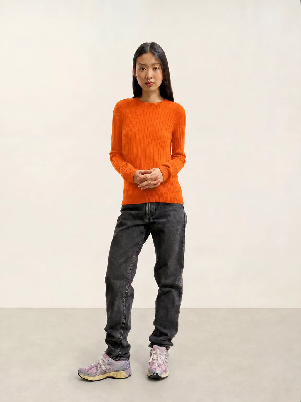 BELLA pullover rundhalsausschnitt orange neon