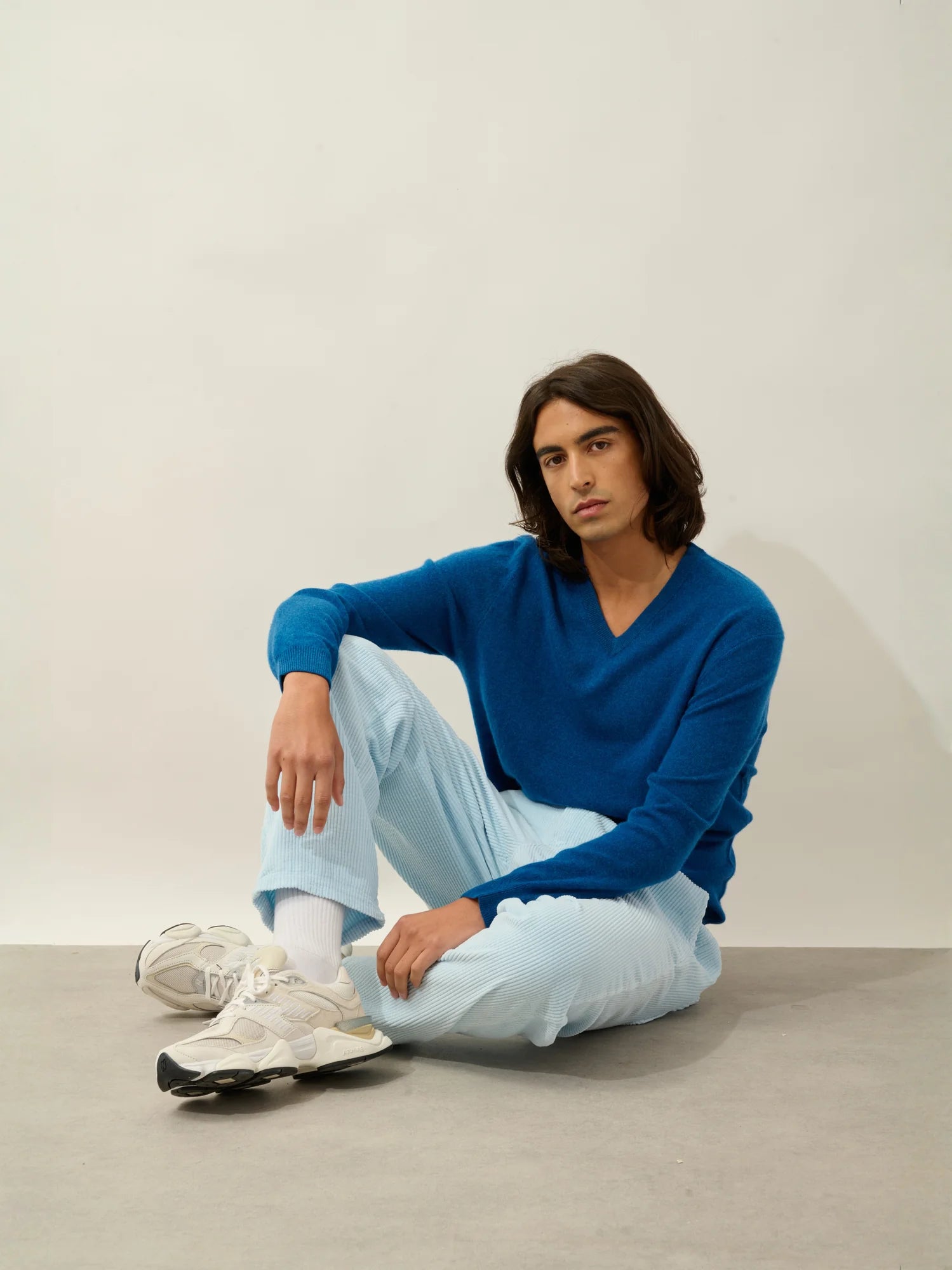 AGEL pullover v-ausschnitt blau meliert