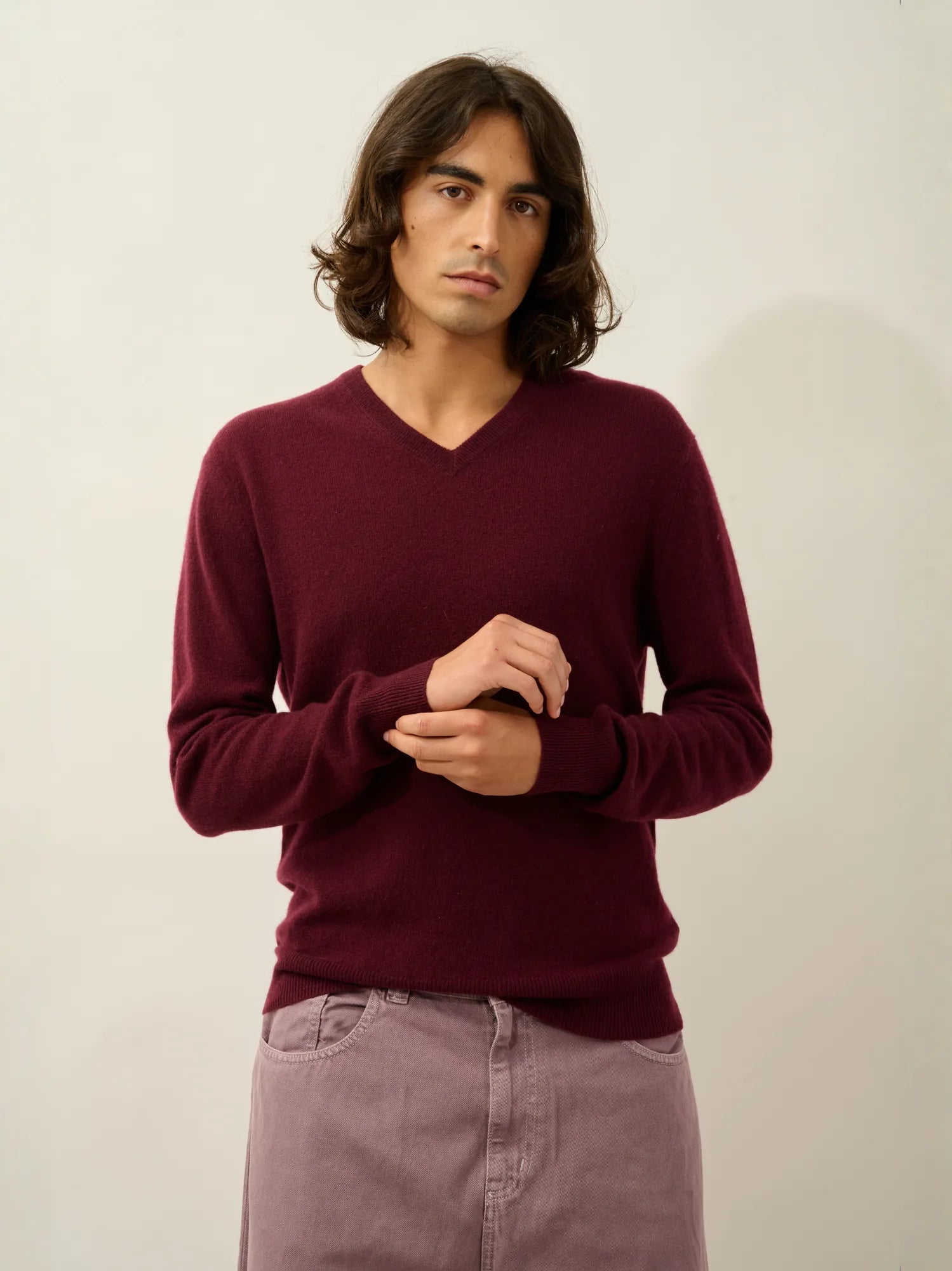 AGEL pullover v-ausschnitt brombeere