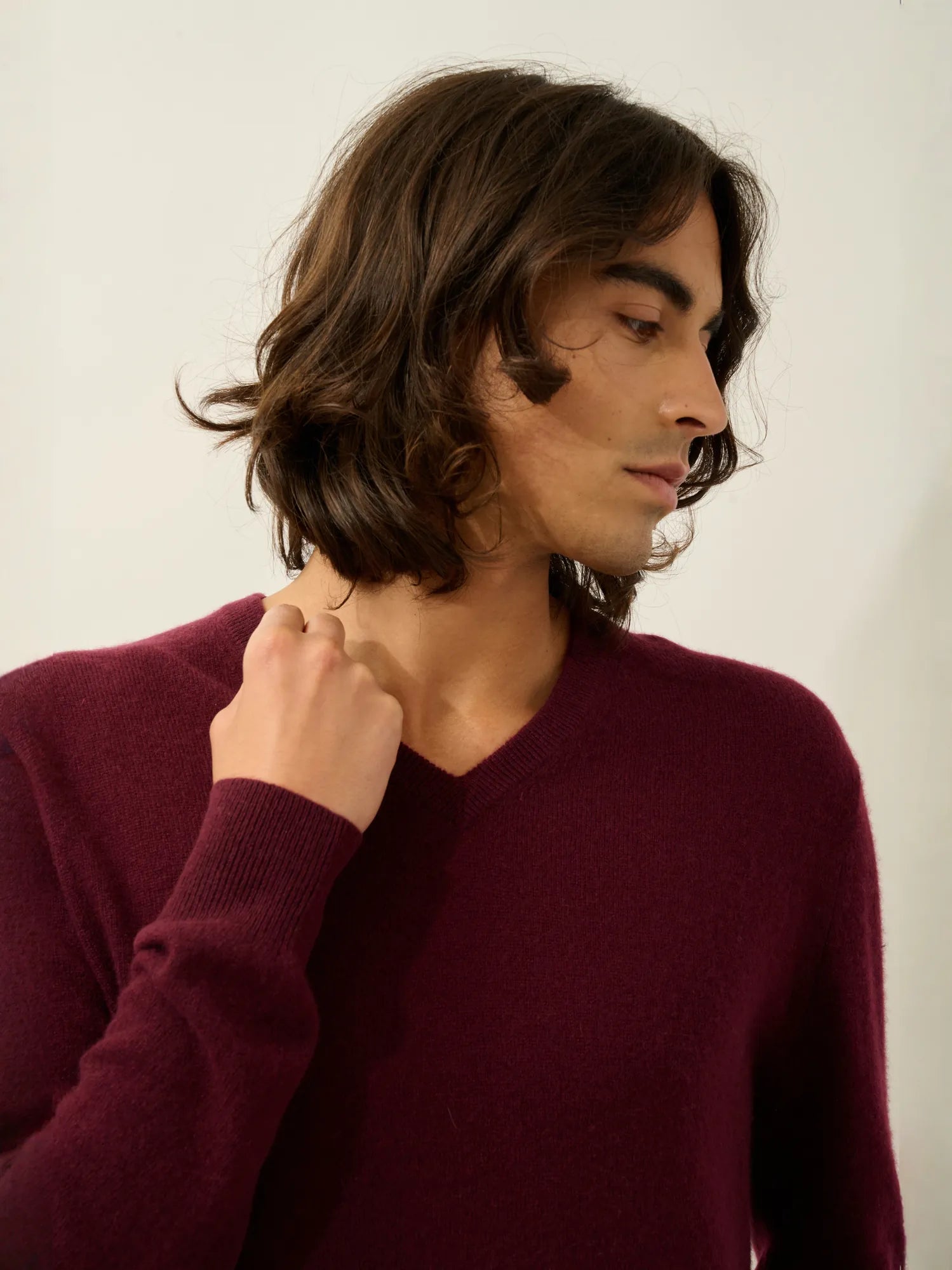AGEL pullover v-ausschnitt brombeere