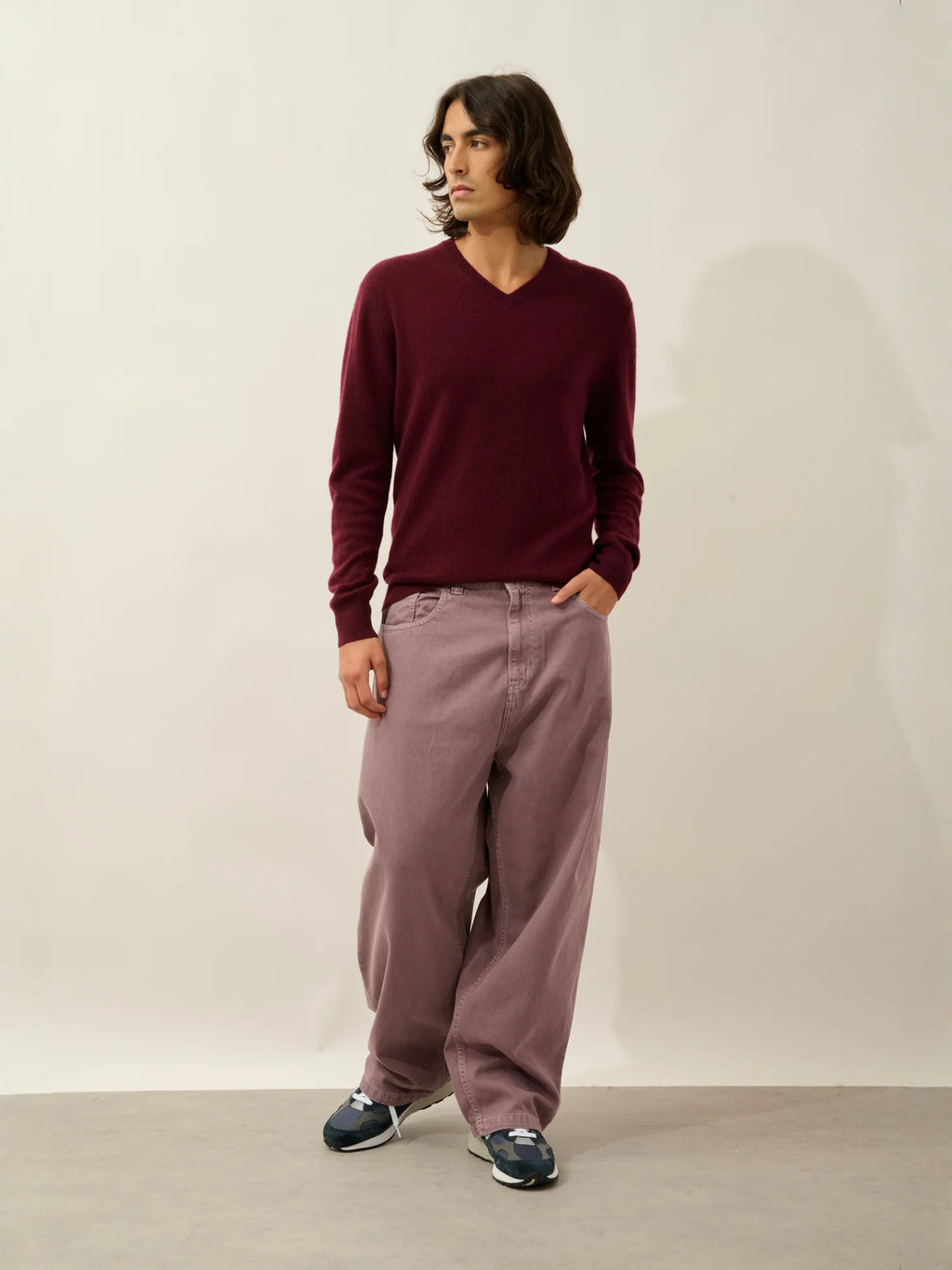 AGEL pullover v-ausschnitt brombeere