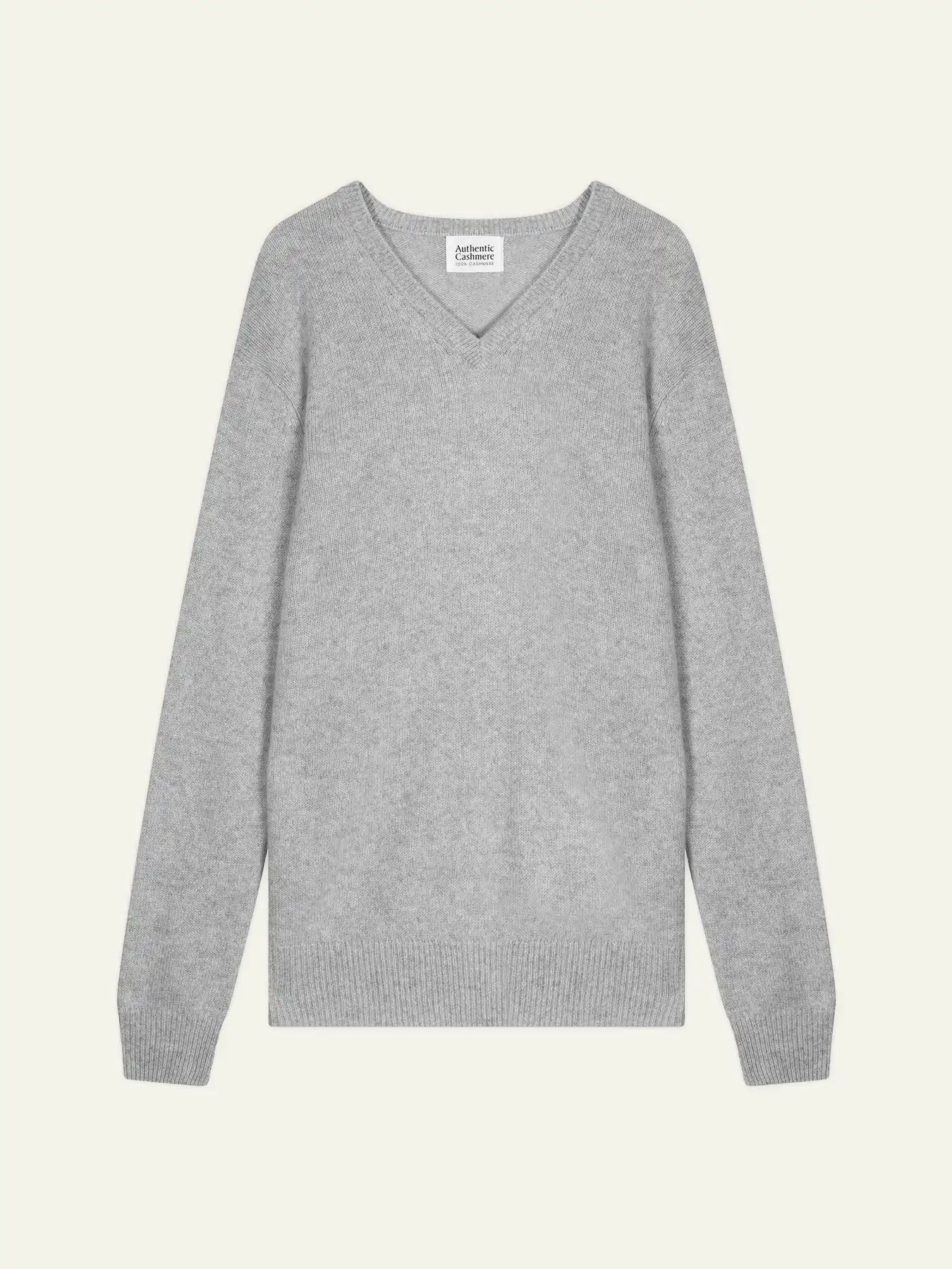 VICTOR pull col V 4 fils gris clair chiné