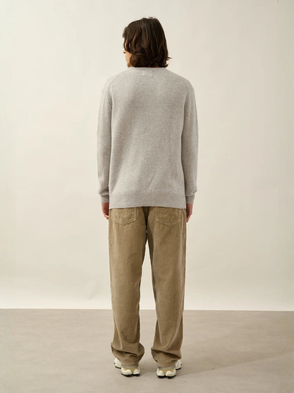 VICTOR pull col V 4 fils gris clair chiné