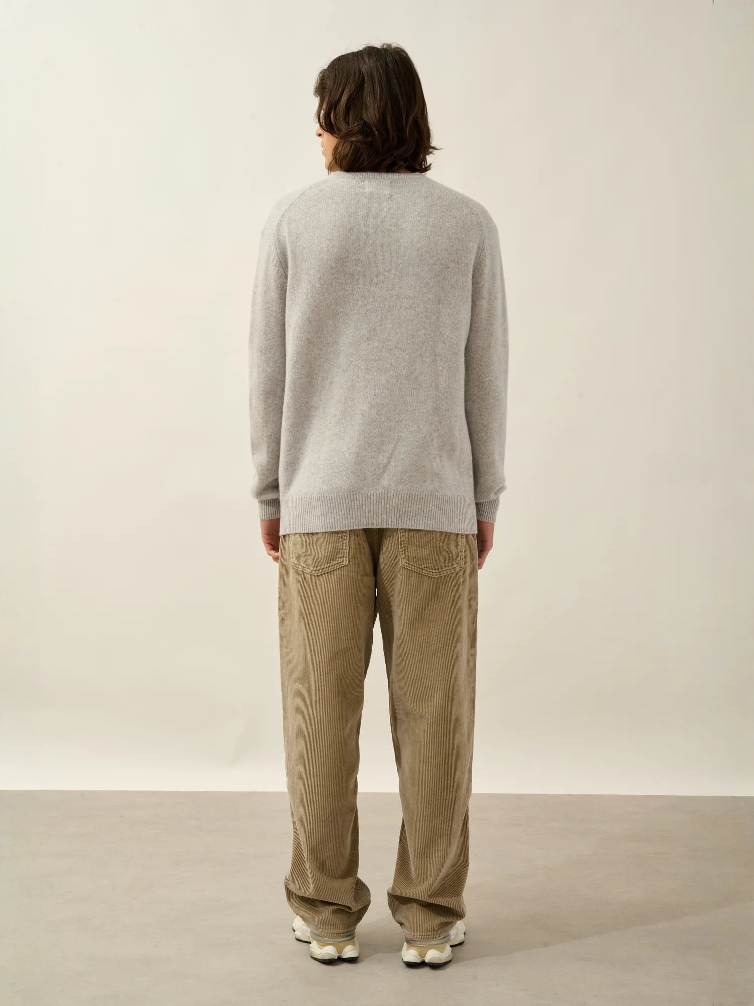 VICTOR pull col V 4 fils gris clair chiné