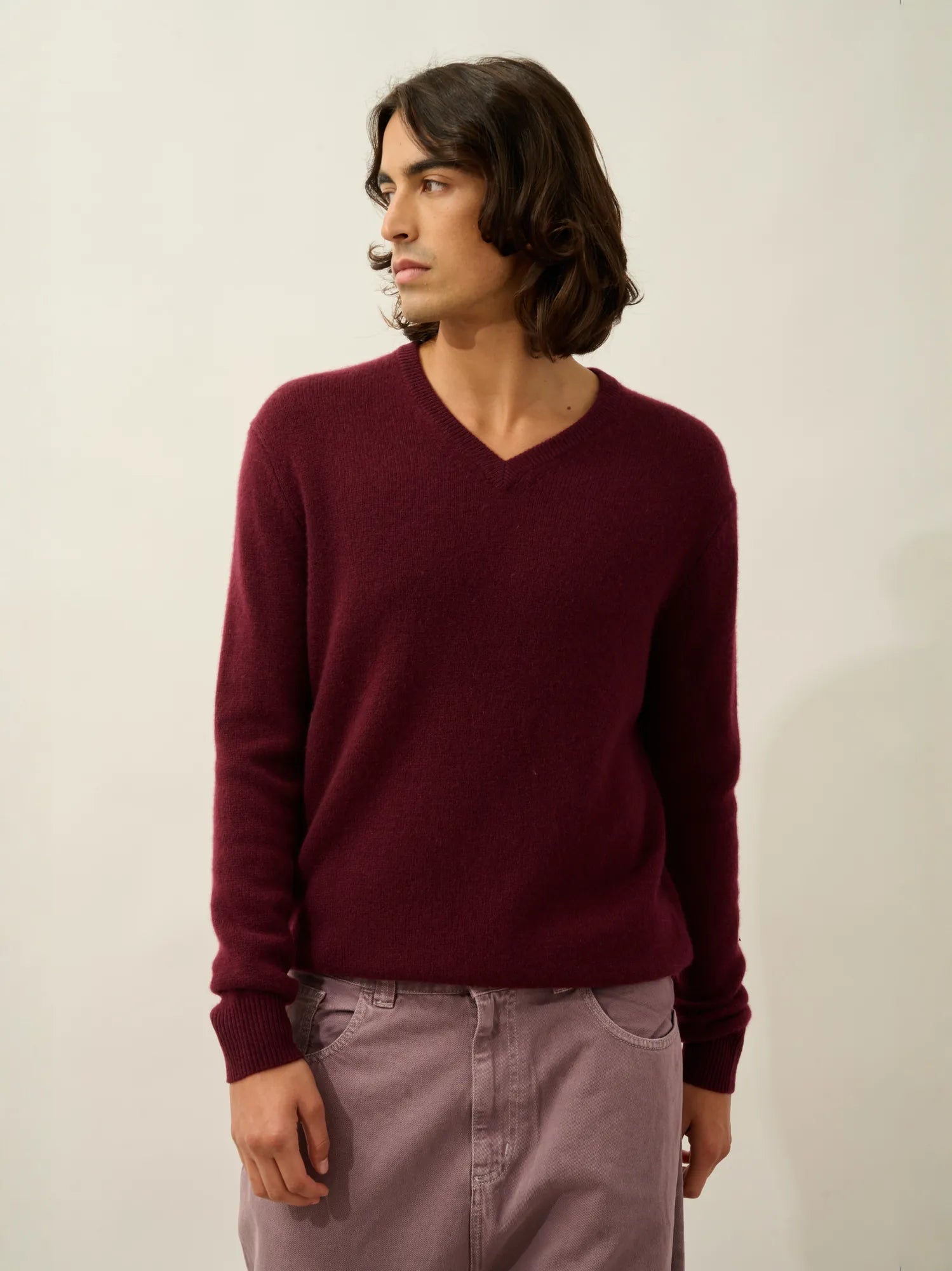 VICTOR pullover v-ausschnitt 4-fädig brombeere