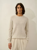 VICTO pull col rond 4 fils gris perle chiné
