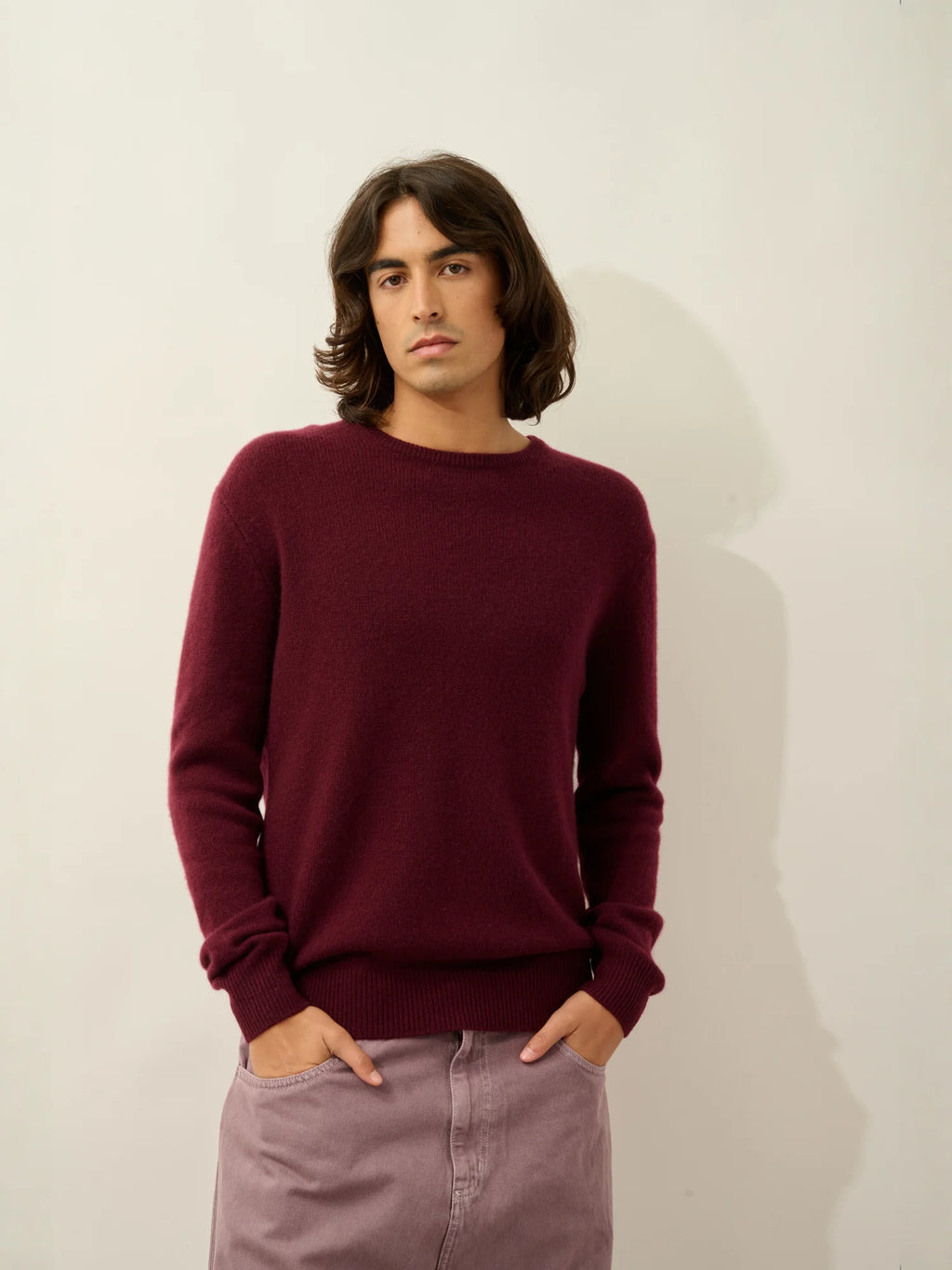 VICTO pullover rundhalsausschnitt 4-fädig brombeere