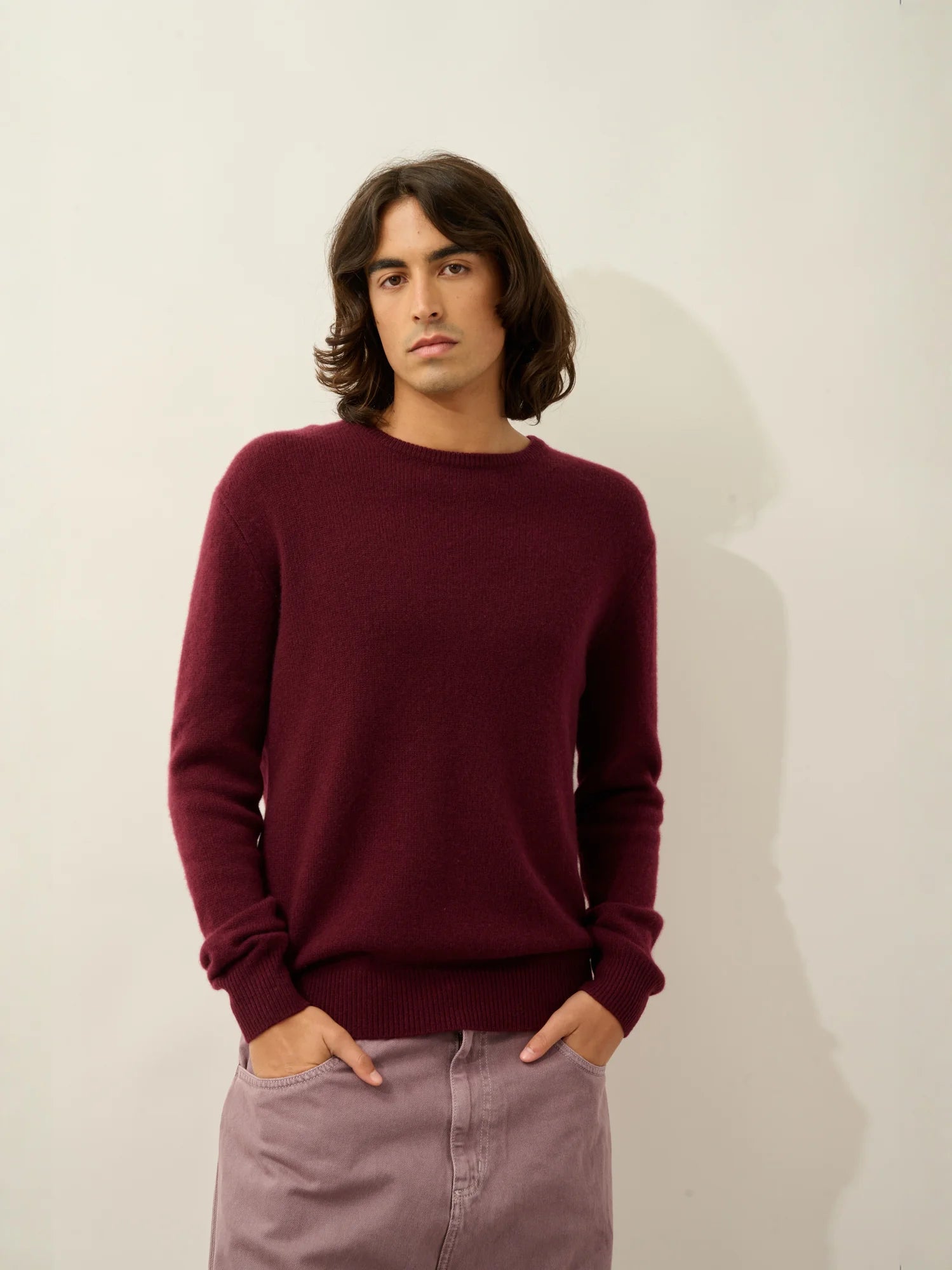 VICTO pullover rundhalsausschnitt 4-fädig brombeere