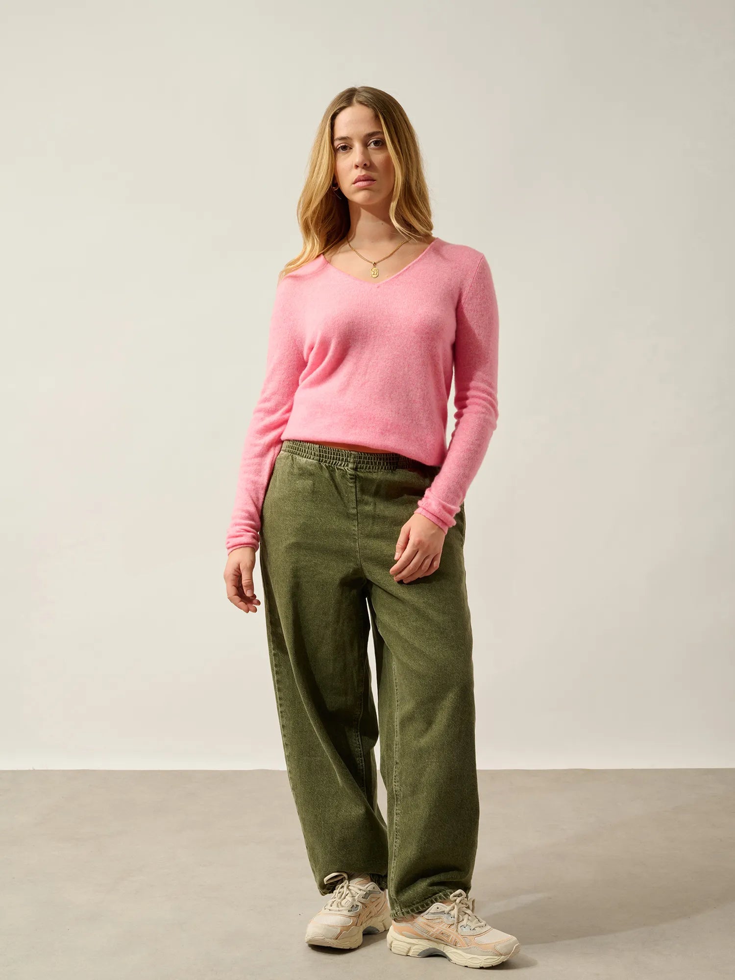 GALISE Pullover V-Ausschnitt Rosa meliert
