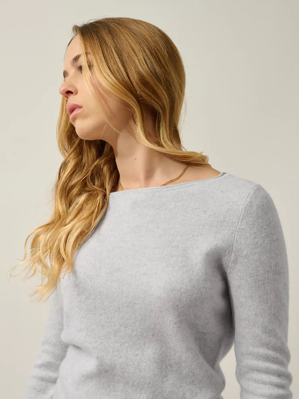 CRIOU pull col bateau gris perle chiné
