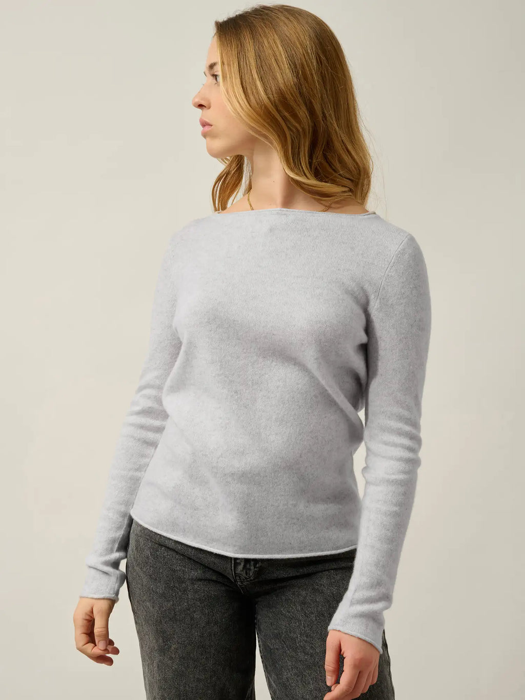 CRIOU pull col bateau gris perle chiné