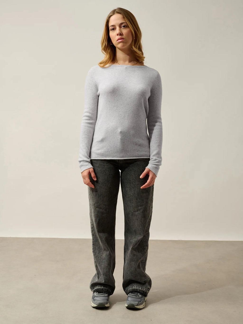 CRIOU pull col bateau gris perle chiné