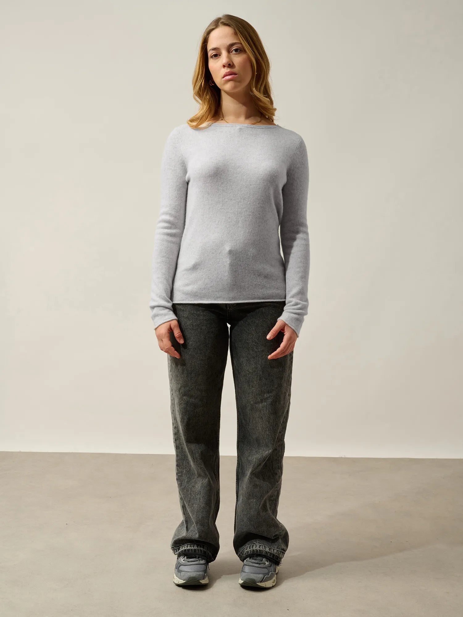 CRIOU pull col bateau gris perle chiné