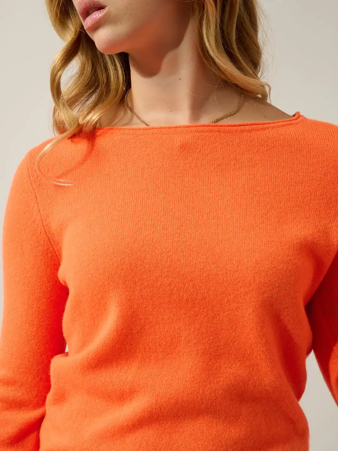 CRIOU Pullover U-Boot-Ausschnitt Neonorange