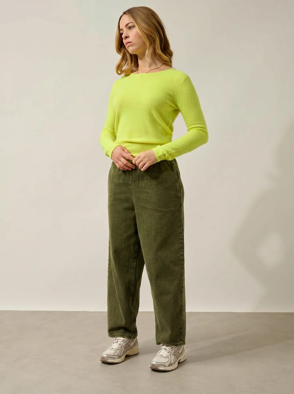 EPÉNA pull col rond jaune fluo