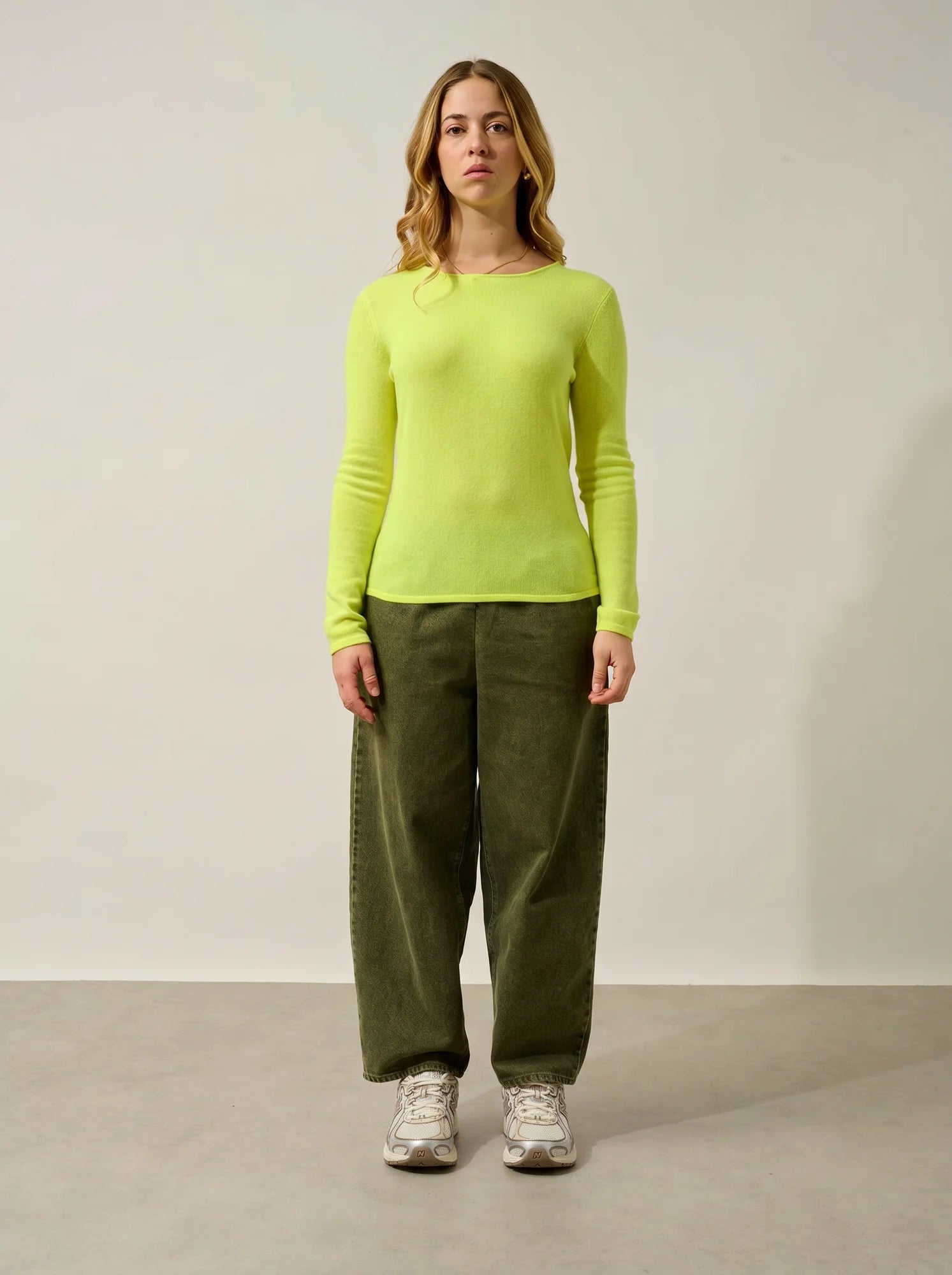 EPÉNA pull col rond jaune fluo