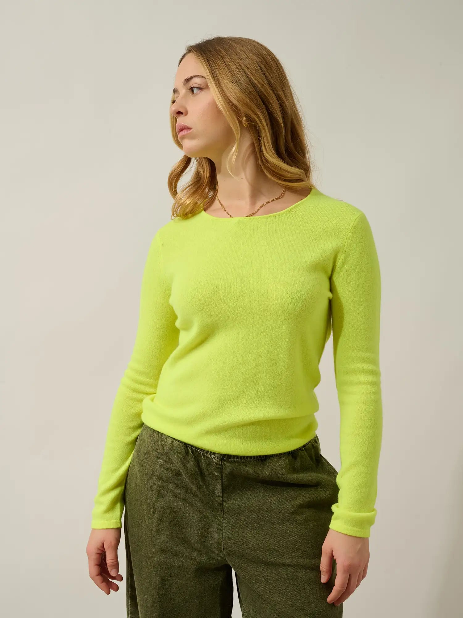 EPÉNA pull col rond jaune fluo