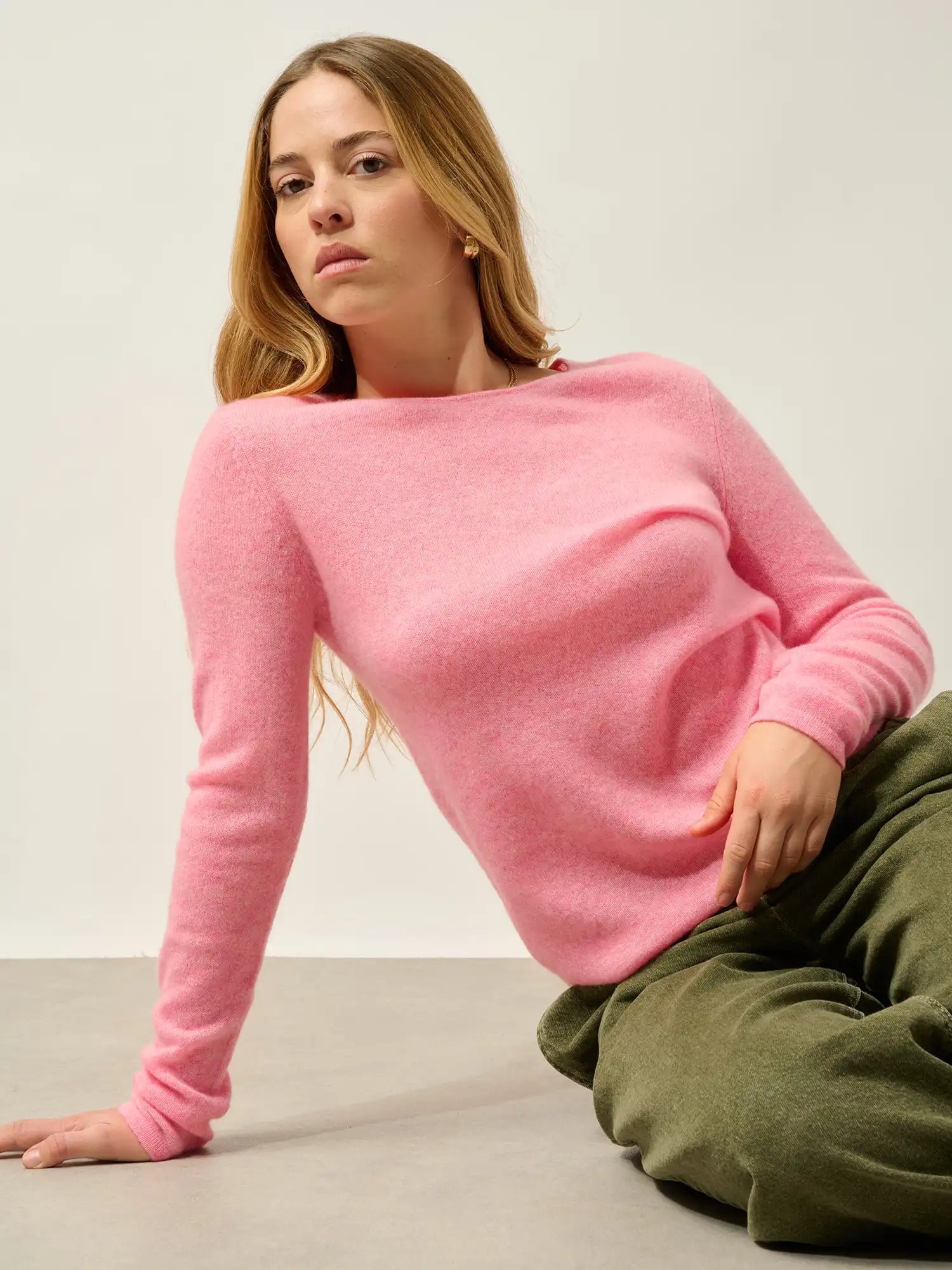 EPÉNA Pullover Rundhalsausschnitt Rosa meliert