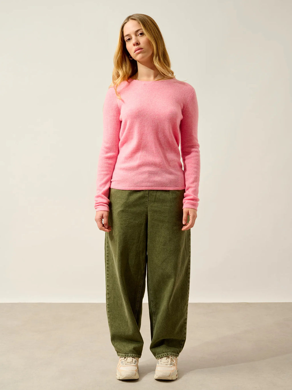 EPÉNA Pullover Rundhalsausschnitt Rosa meliert