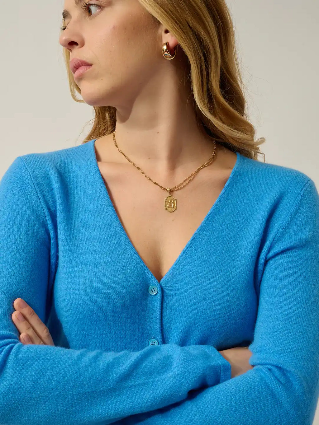 CHALAIS Cardigan V-Neck Cornflower
