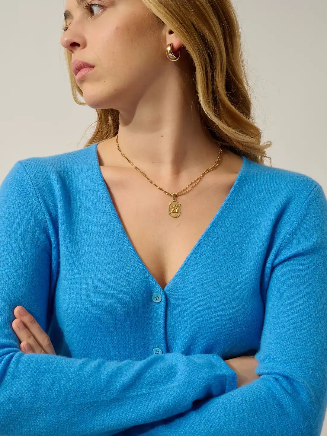 CHALAIS Cardigan V-Neck Cornflower