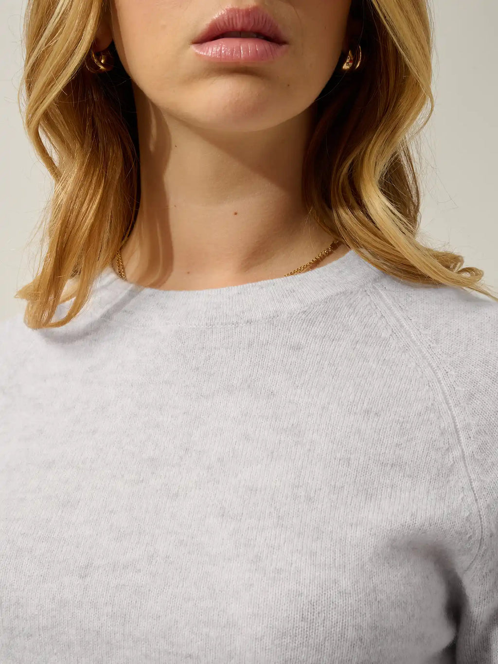 ECRIN Pullover Rundhalsausschnitt Perlgrau meliert