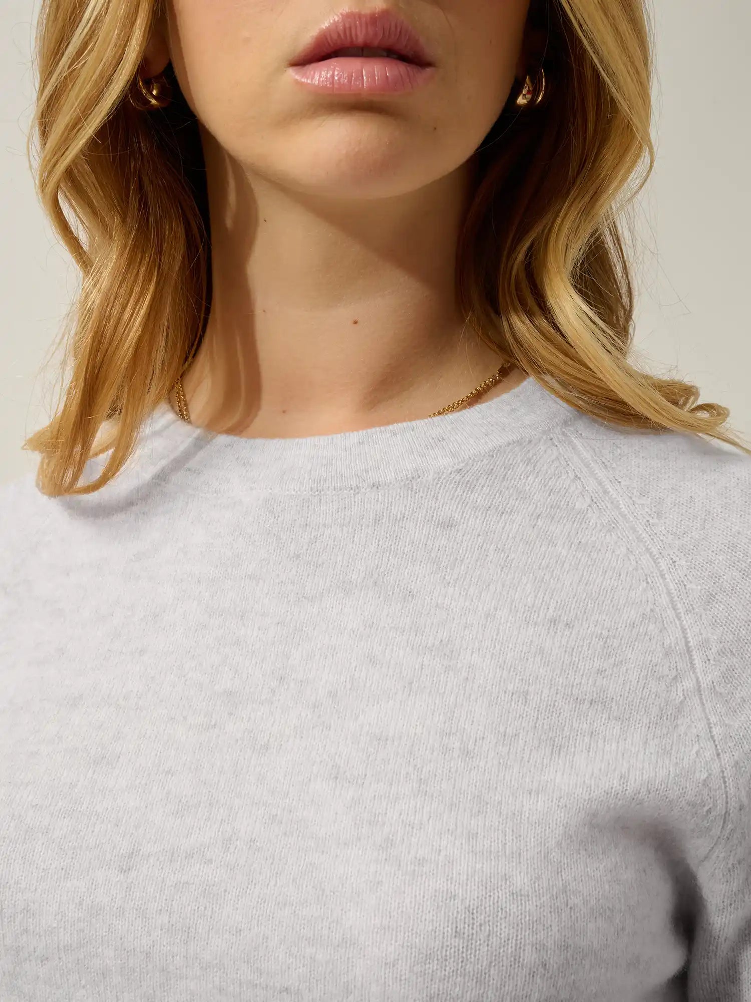 ECRIN Pullover Rundhalsausschnitt Perlgrau meliert